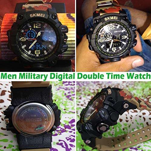 Men's Sports Watches Dual Display Outdoor Military Stopwatch Digital Watch 30M Waterproof Mul..