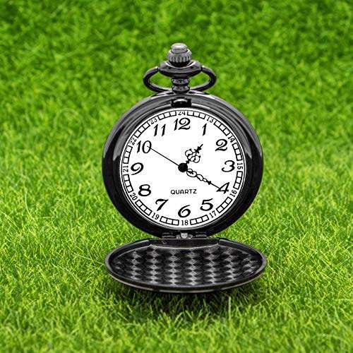 Engraved Pocket Watch for Men,Vintage Style Pocket Fob Watch Necklace Chain Quartz with ..