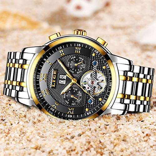 Mens Watches Top Luxury Brand LIGE Fashion Automatic Mechanical Watch Man Waterproof Ful..