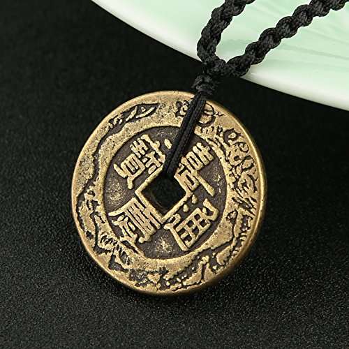 HZMAN Brass Talisman Chinese Feng Shui Coins Pendant Necklaces for Wealth and Success