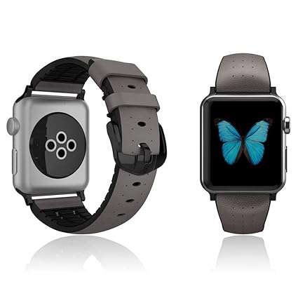 Patchworks Air Strap Grey for Apple Watch 42mm Series 1 / 2 - Premium Genuine Leather Band Repl