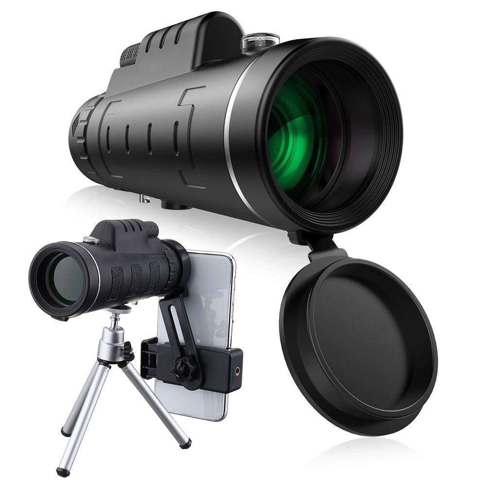 Outdoor 40 X 60 HD Optical Monocular Telescope with Smartphone Mount & Tripod For Hunting Hiking