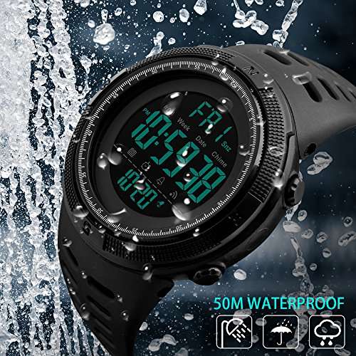 Mens Digital Sports Watch Waterproof Military Stopwatch Countdown Auto Date Alarm