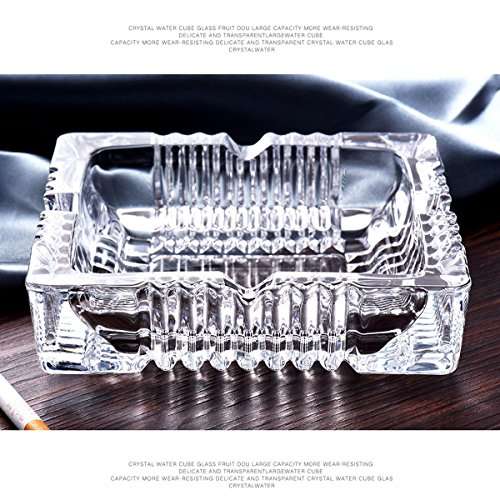 BSWEEII Large Square Glass Ashtrays for Cigars and Cigarettes Big Ashtray Outdoor for Patio Tableto