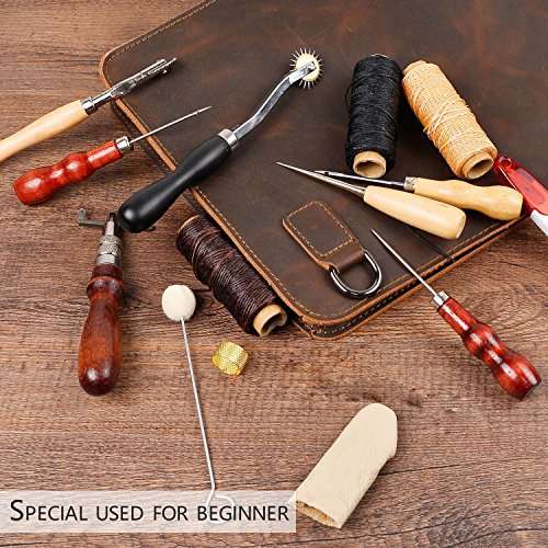 Leather Sewing Tools YESURPRISE 22 Pieces Leather Craft Tool Kit DIY Leather Stitching Making Worki