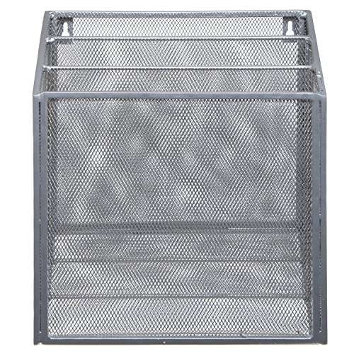 Wall Mounted Silver Metal Wire Mesh 3 Tier Hanging Magazine Rack / Desktop File Organizer Storage H