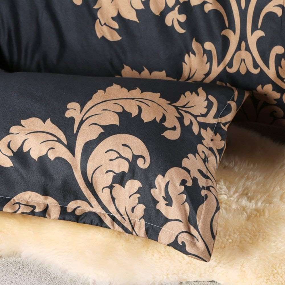 1 Floral Duvet Cover Set Queen Size European Damask Comforter Cover with 2 Pillow Shams