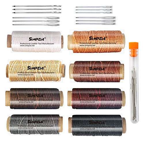 8 Pack Leather Waxed Thread,263 Yards 150D Sewing Waxed Twine,8 Colors Flat Waxed Thread, With Larg