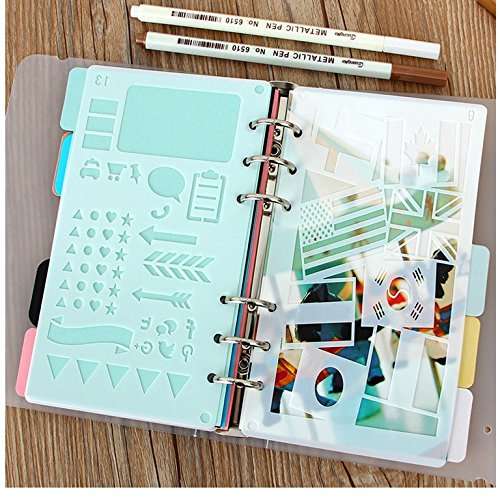 TTKBHHQ 24 Pieces 6 Hole Bullet Journal Supplies Plastic Planner Stencils Journal/Notebook/Diary/Sc