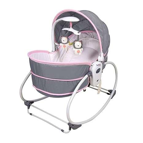 5 In 1 Newborn Baby Rocker Bassinet Bouncer Toddler Music Chair With Toy