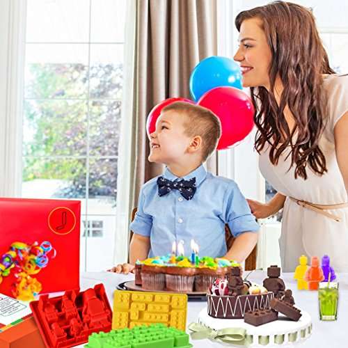 Silicone Candy Molds Chocolate Tray - Ice Cube Molds Building Blocks and Robots for Lego Lovers, Ca