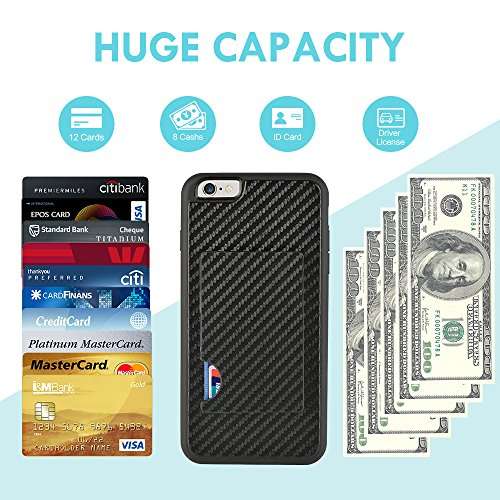iPhone 6 Plus Wallet Case, iPhone 6S Plus Card Holder Case, ZVEdeng Credit Card Case Grip Cover wit