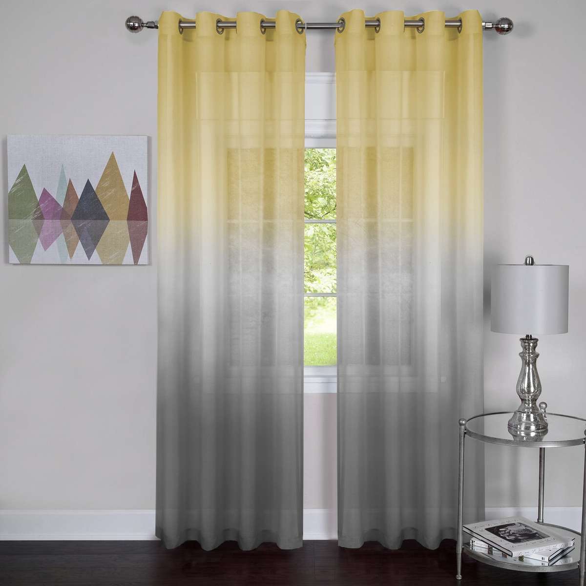 Curtains Furnishings Rainbow Single Grommet Window Curtain Panel, 52" x 63", Grey