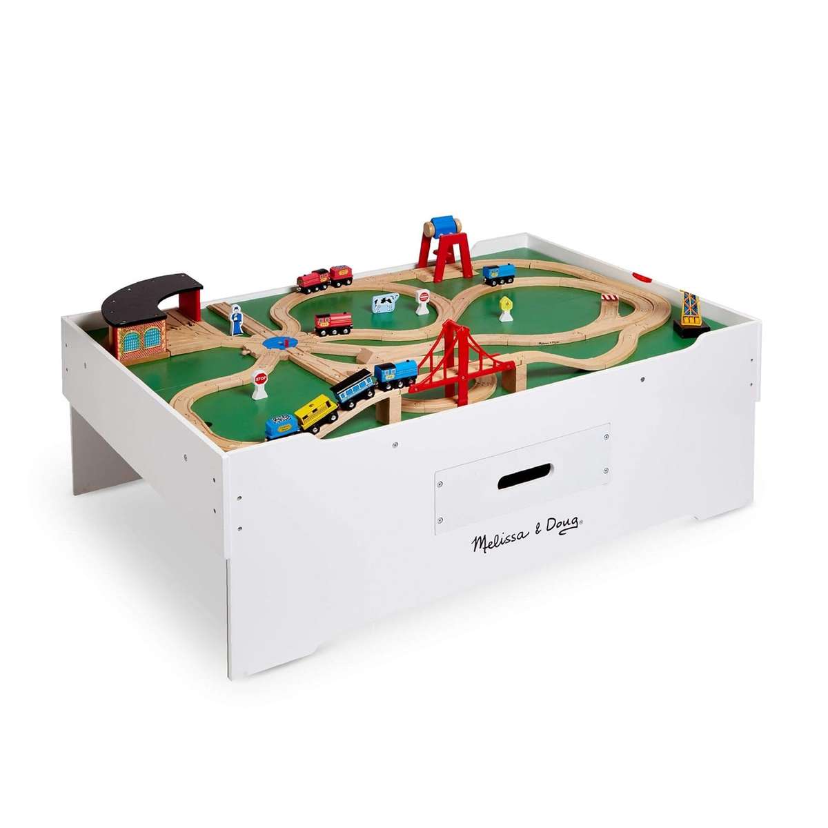Melissa & Doug Deluxe Wooden Multi-Activity Play Table With Wooden Train Set