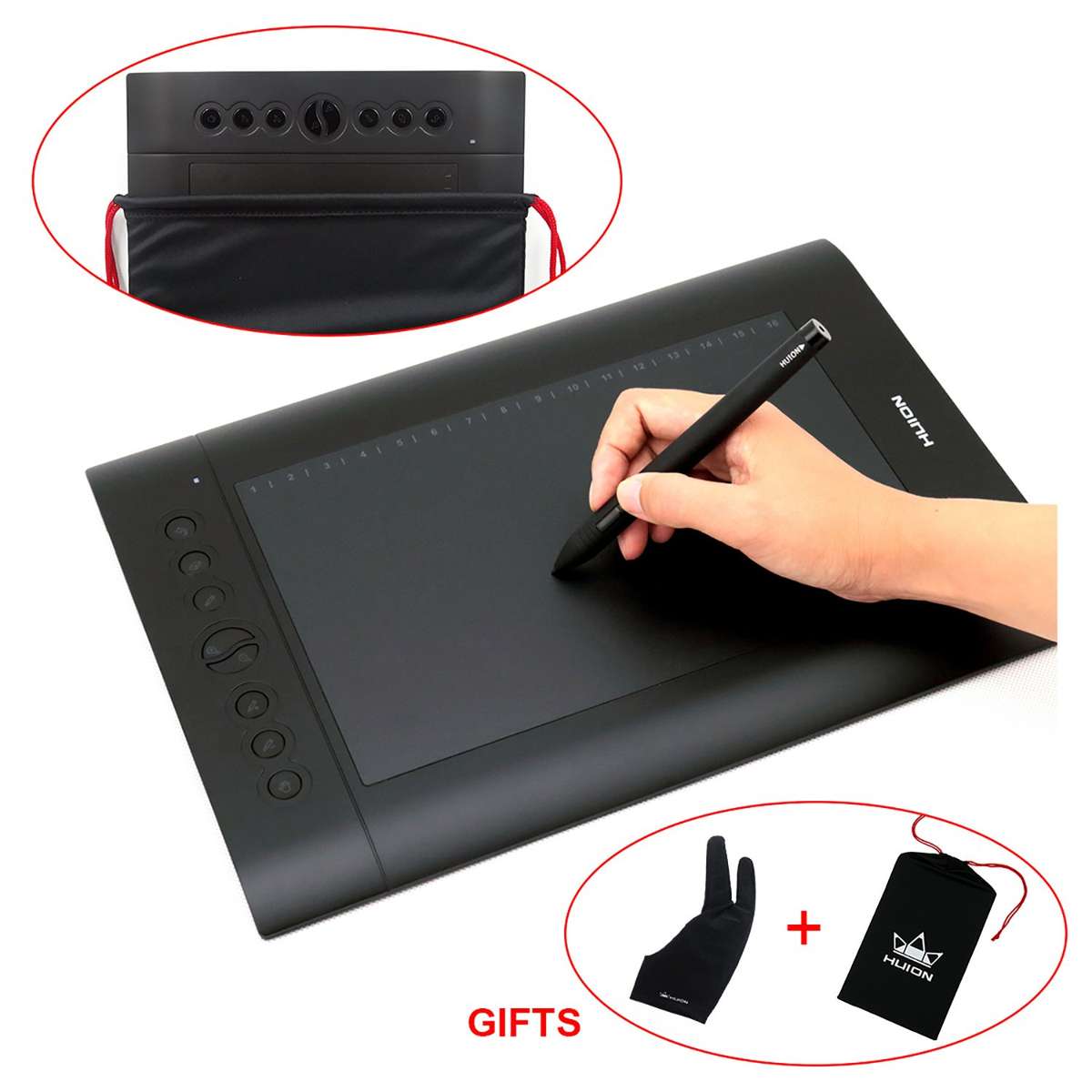 Pro Graphic Drawing Tablet with Carrying Bag and Glove