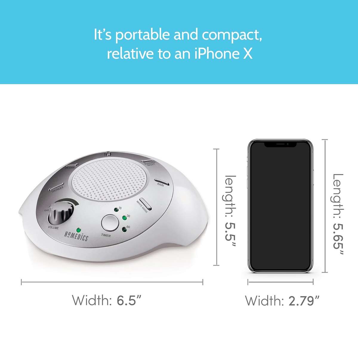 White Noise Sound Machine | Portable Sleep Therapy for Home, Office, Baby & Travel 6 Relaxing