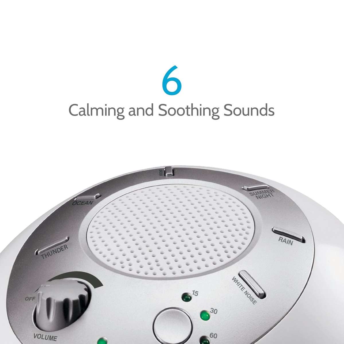White Noise Sound Machine | Portable Sleep Therapy for Home, Office, Baby & Travel 6 Relaxing