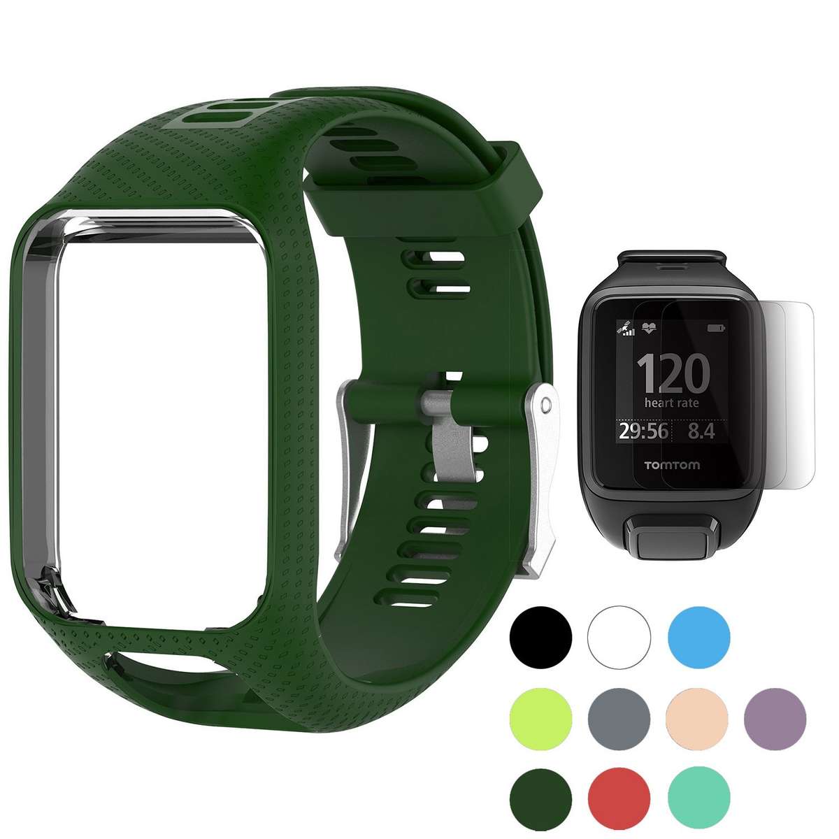 TomTom Runner 2 3/Spark/Spark 3/Golfer 2/Adventurer, Replacement Silicone Band Strap Accessory