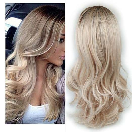 Wig Brown To Ash Blonde High Density Heat Resistant Synthetic Hair Weave Full Wigs For Women
