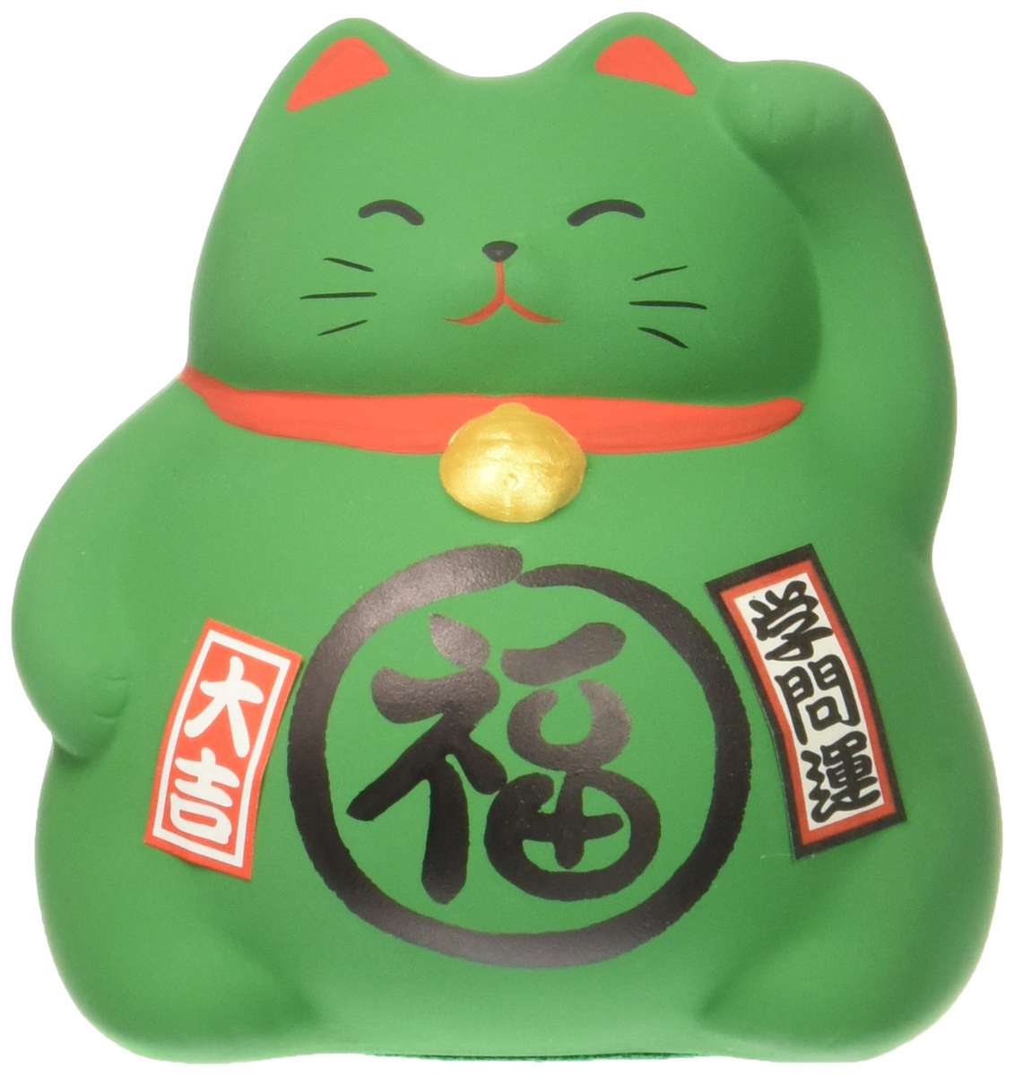 JapanBargain 1615 Green Ceramic Maneki Neko Lucky Cat