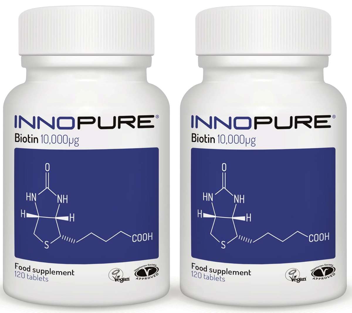 BIOTIN Duo Saver Pack, Optimum Strength - 10,000mcg | 8 Months Supply, 240 Tablets | Innopure