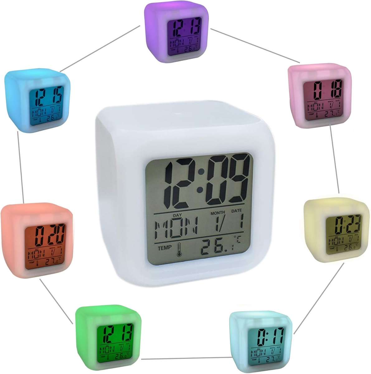 Glowing LED Color Change Digital Alarm Clock