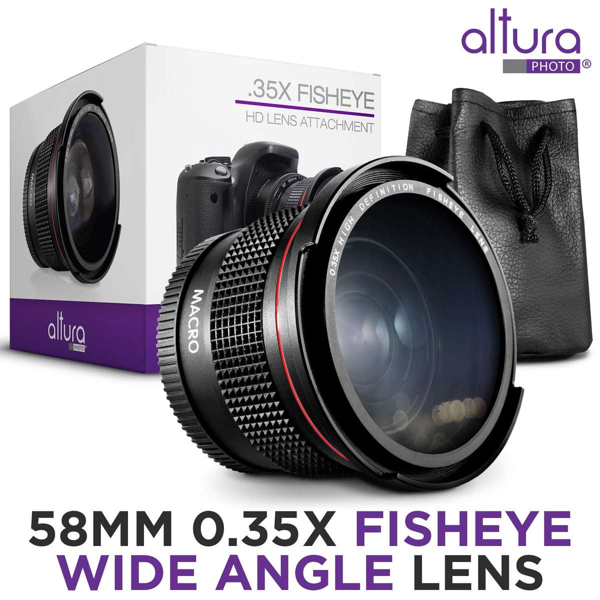 Photo 58MM 0.35x Fisheye Wide Angle Lens with Macro Close-Up Portion