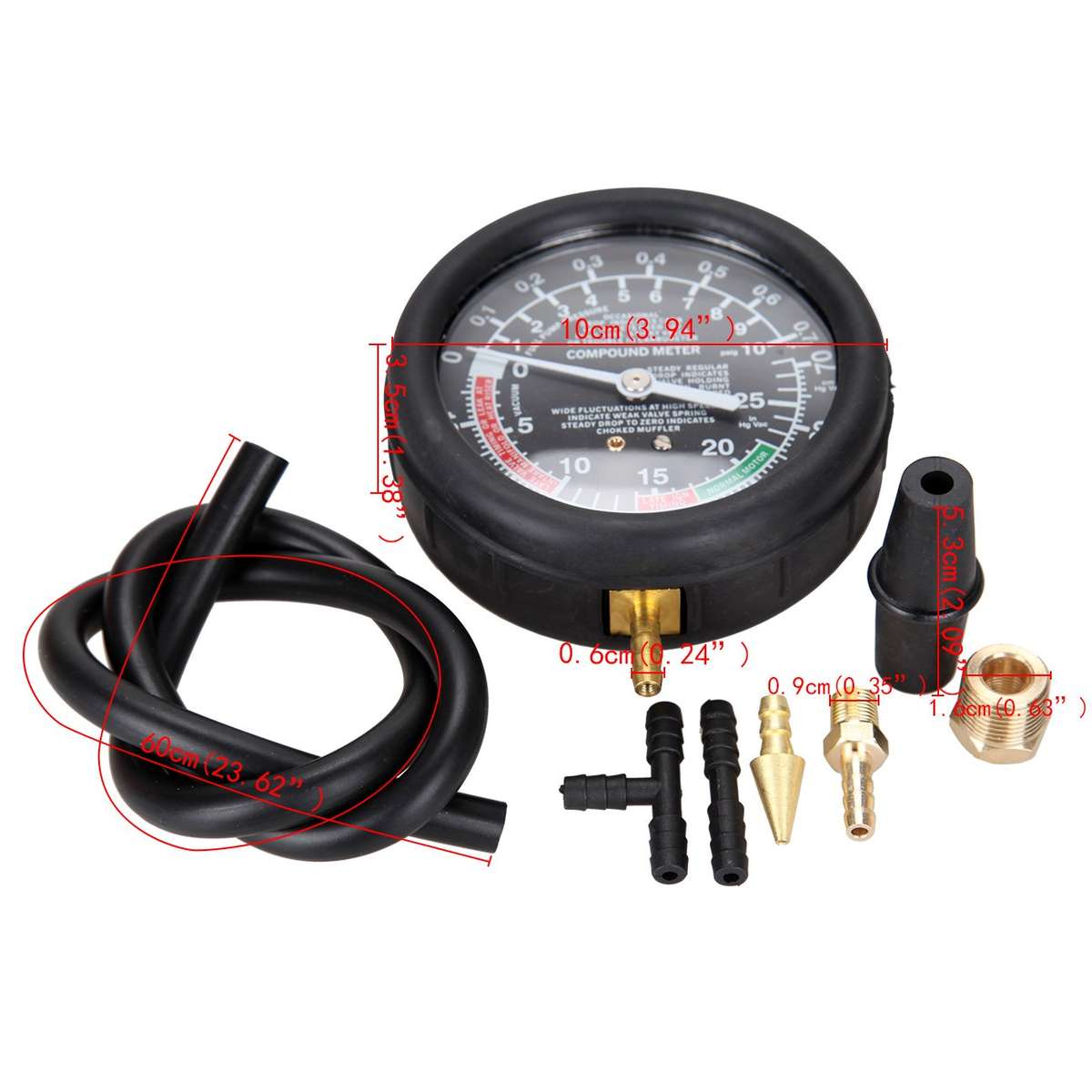 Car Fuel Pump & Valve Vacuum Tester Carburetor Pressure Diagnostic Test Gauge Tool Set