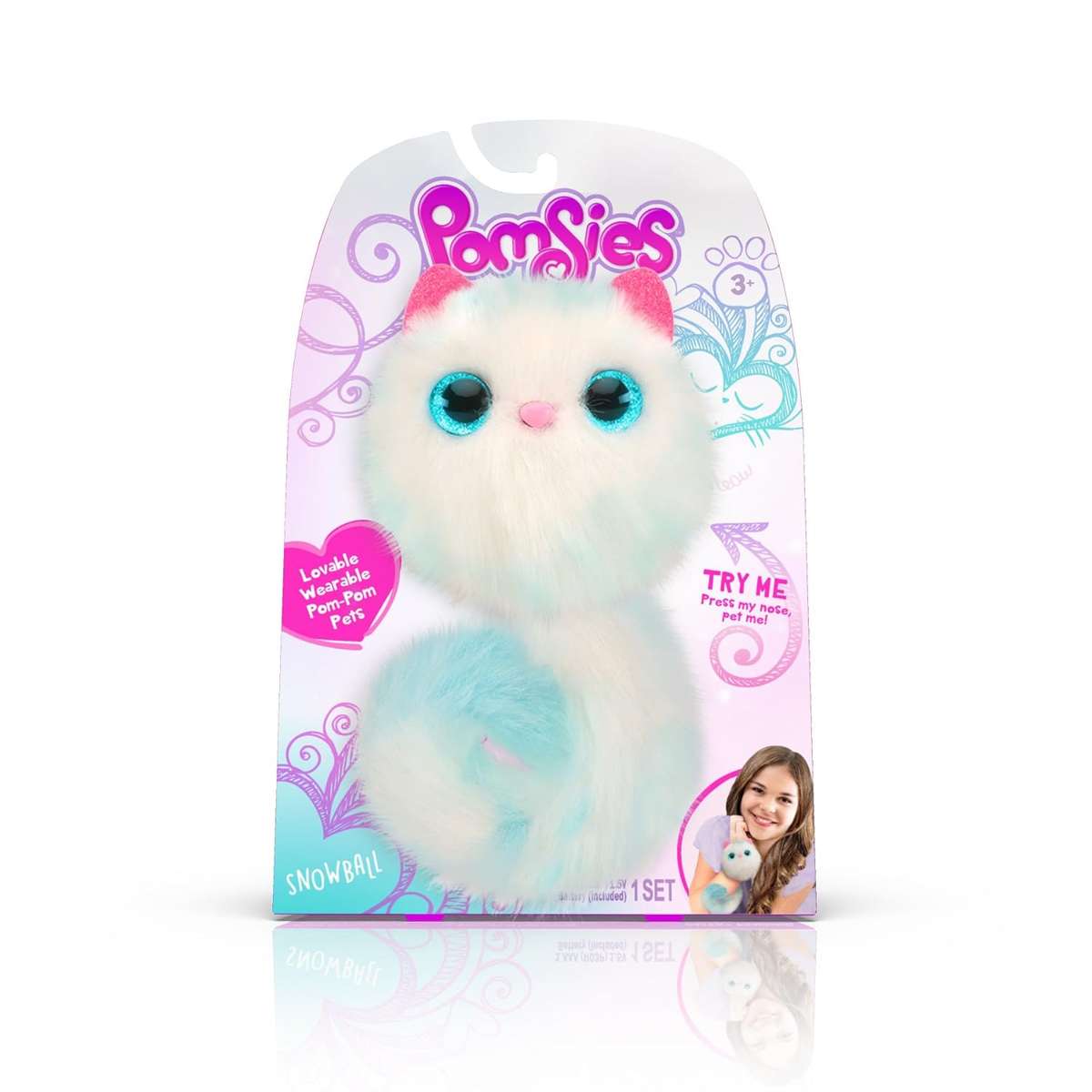Pomsies Snowball Plush Interactive Toys, White, One Size