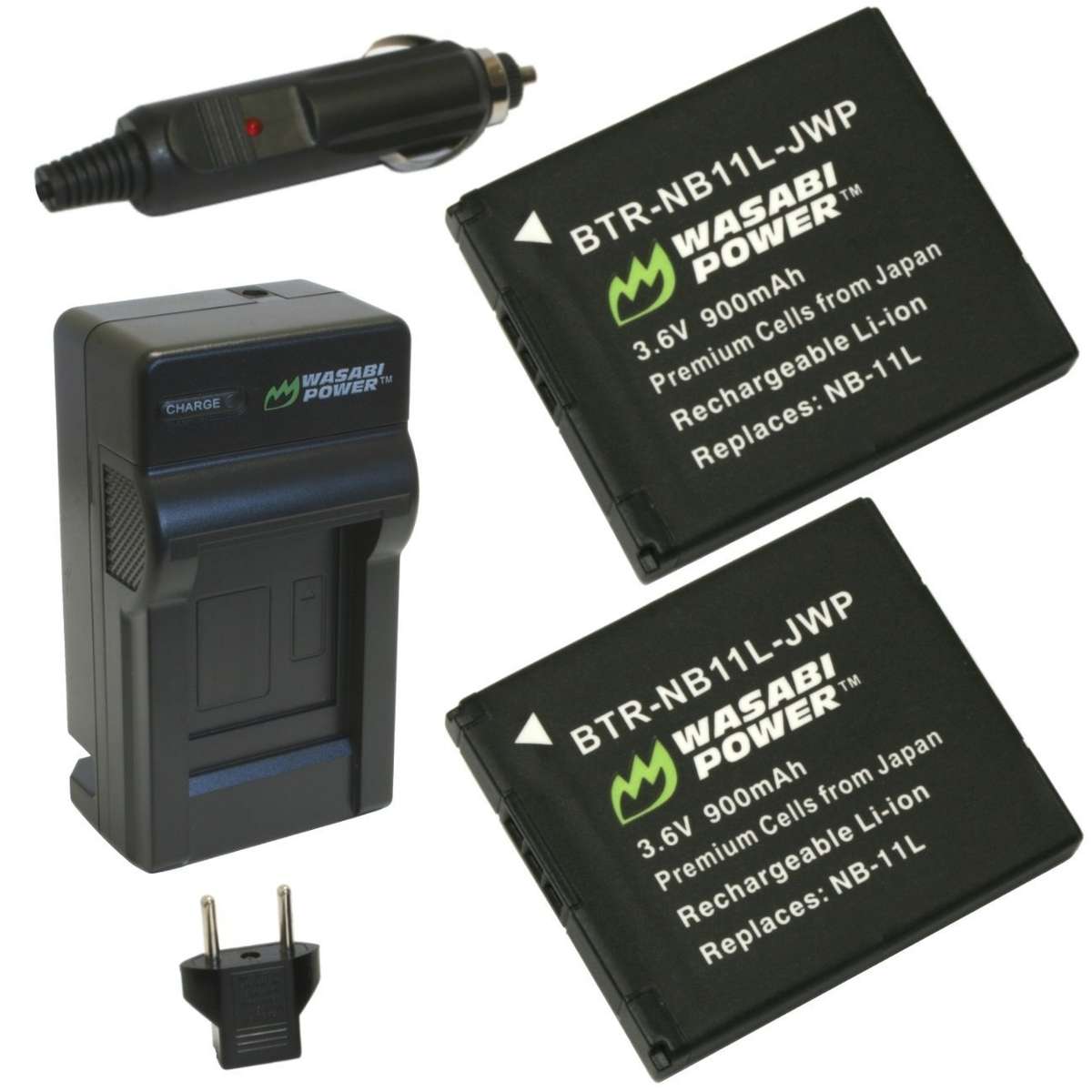 Wasabi Power Battery (2-Pack) and Charger for Canon NB-11L NB-11LH and Canon ...