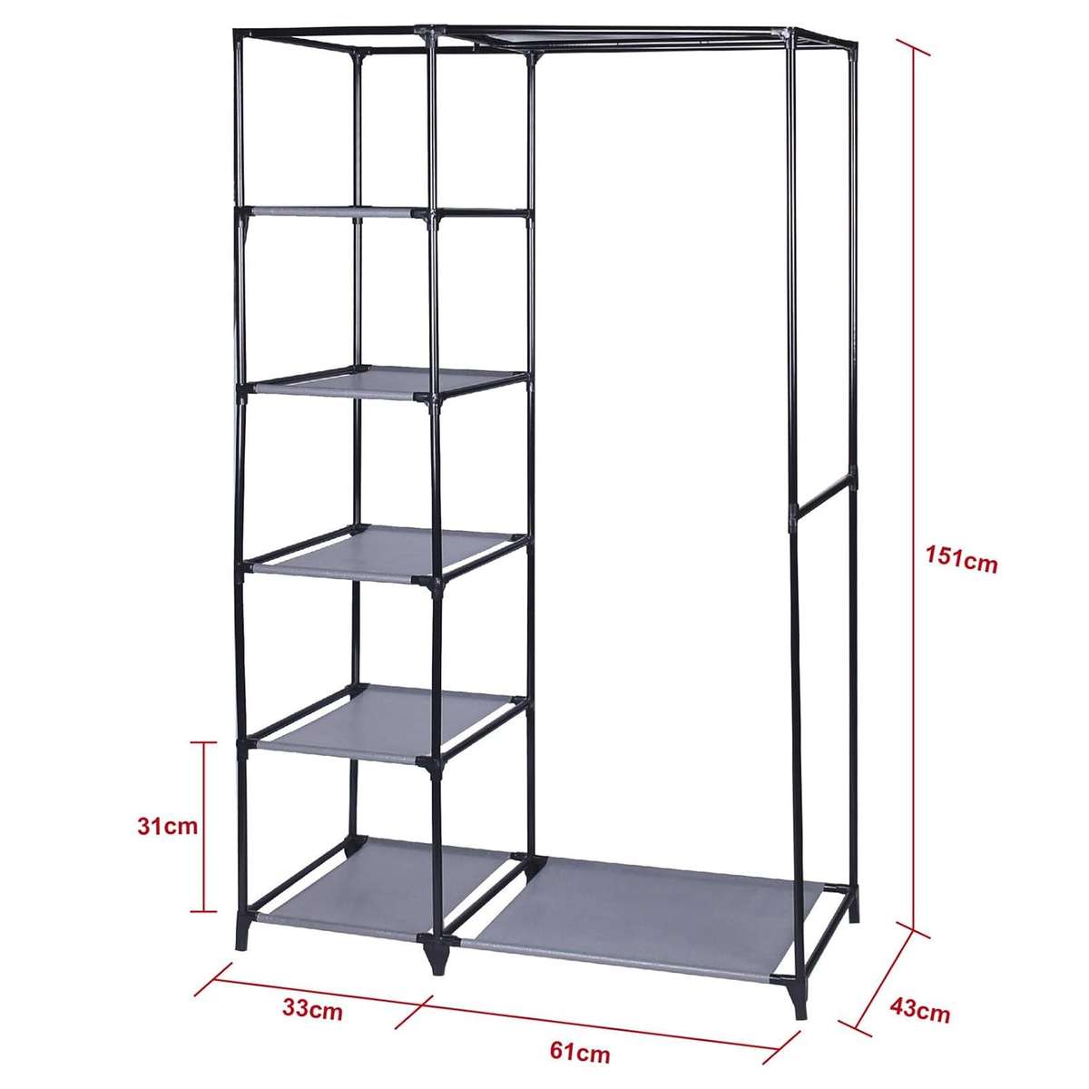 STORAGE WARDOBE CLOTHES RAIL WITH PROTECTIVE COVER
