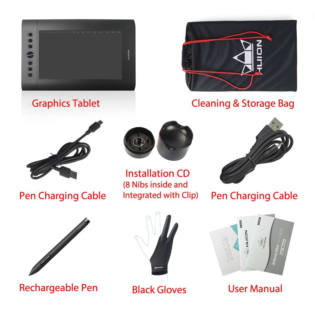 Pro Graphic Drawing Tablet with Carrying Bag and Glove