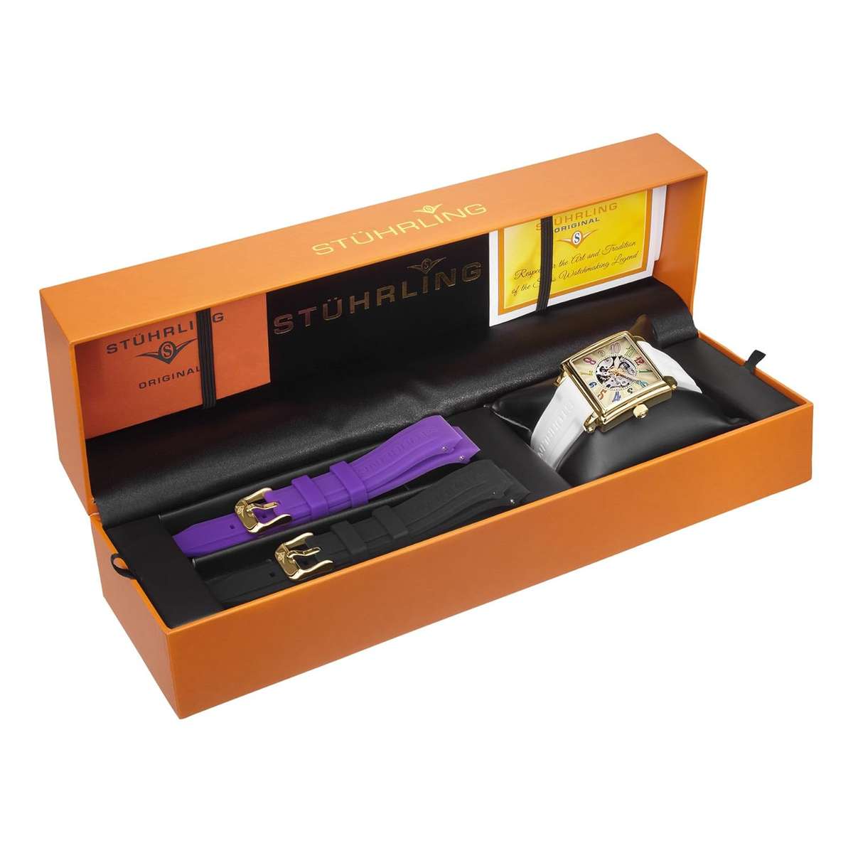 STUHRLING ORIGINAL Women's Ozzie Skeleton Watch + EXTRA STRAPS.. BRAND NEW + BOX + PAPERWORK