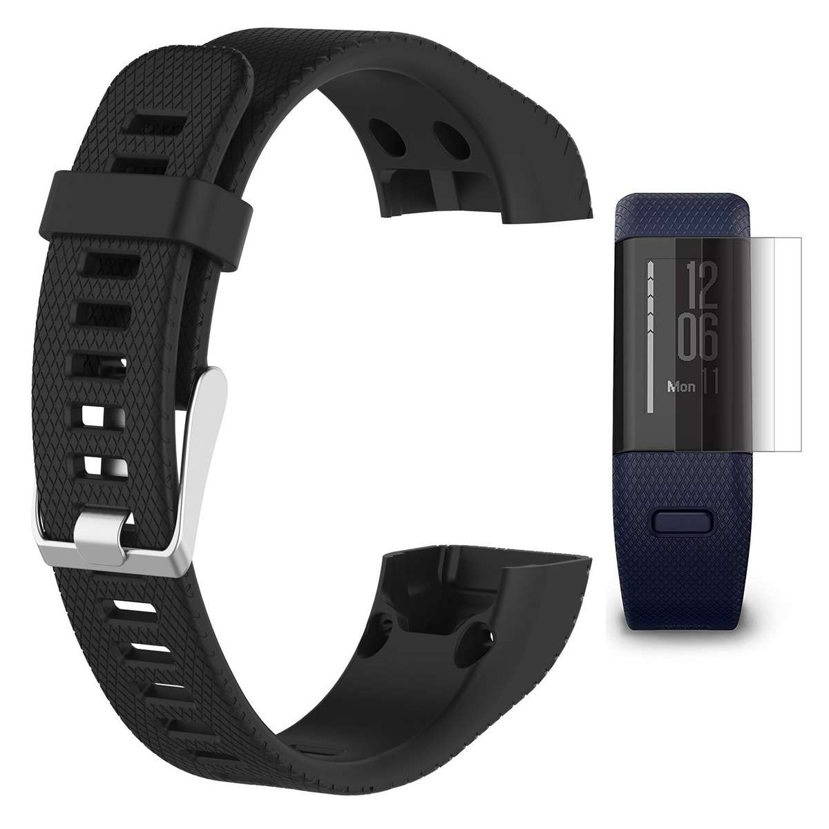 Band for Garmin Vivosmart HR+ Plus/Approach X10 With Screen Protector, Replacement Silicone Strap
