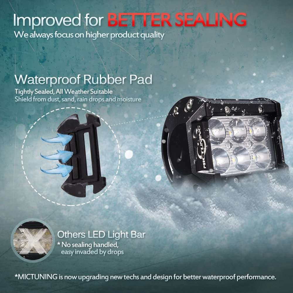 Led Light Bar, 2PCS 4Inch 18W Spot Led Pods 1260lm Off Road Driving Fog Lights For Jeep Rzr ATV UTV