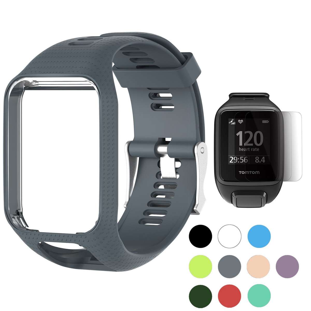 TomTom Runner 2 3/Spark/Spark 3/Golfer 2/Adventurer, Replacement Silicone Band Strap Accessory