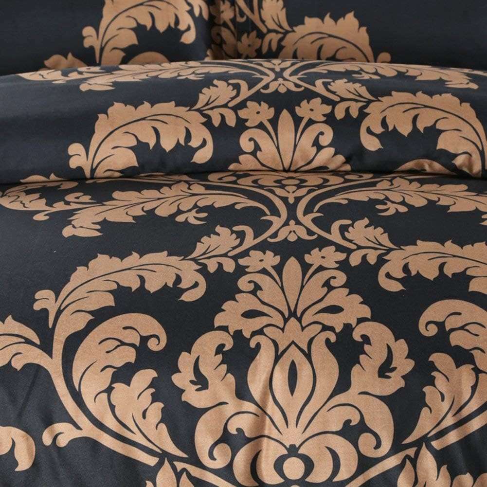 1 Floral Duvet Cover Set Queen Size European Damask Comforter Cover with 2 Pillow Shams