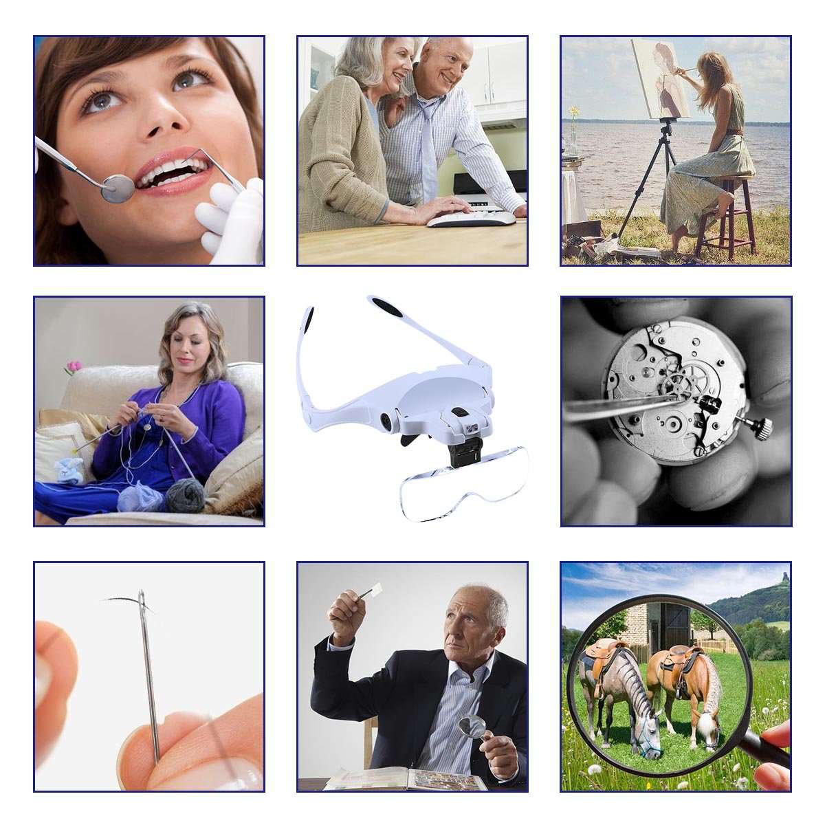 Head Mount Magnifier with 2 Led Professional Jeweler's Loupe Light Bracket and Headband ar