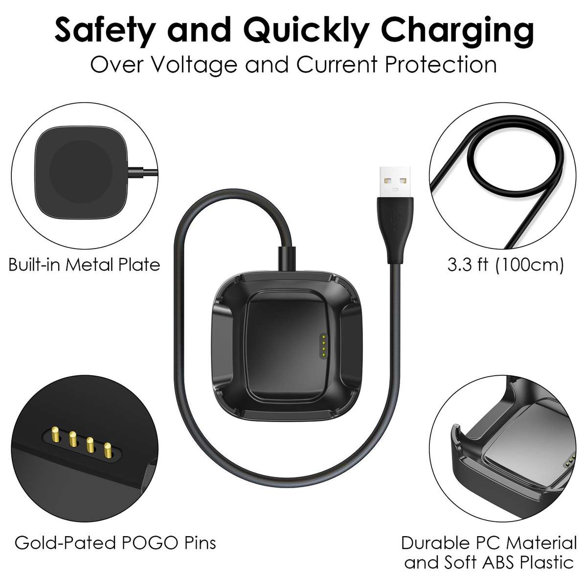 Fitbit Versa Case Plus Charger [3+1 Pack], Exclusive Charging Dock Stand Compatible Fitbit Versa Sma