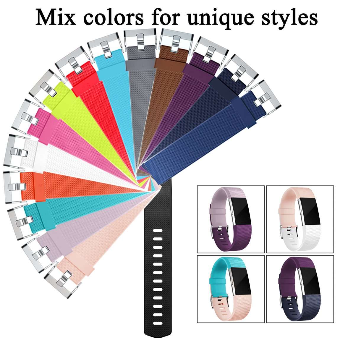 Maledan Replacement Bands for Fitbit Charge 2, 15 Pack