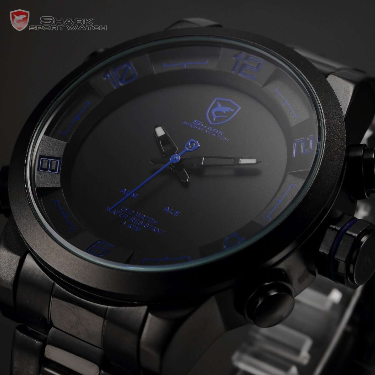 SHARK The Gulper shark Dual Analog/Digital Dual Movement 50MM Watch BRAND NEW