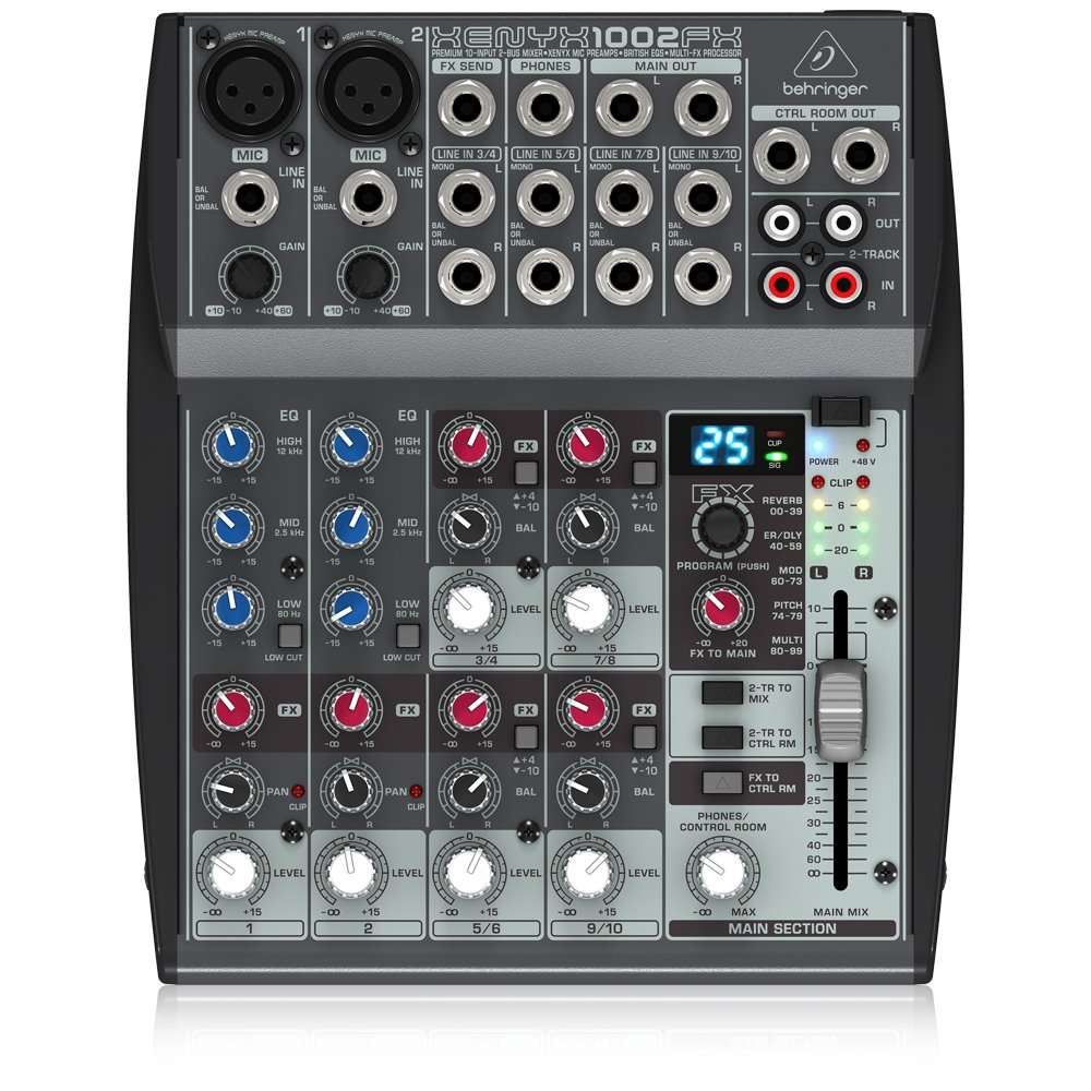 Behringer Xenyx 1002FX Premium 10-Input 2-Bus Mixer with XENYX Mic Preamps, British EQs and Multi-FX