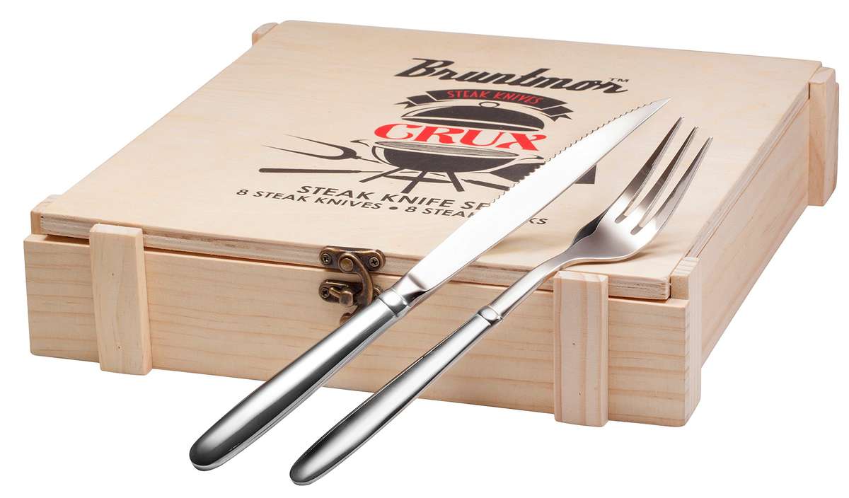 Bruntmor CRUX Royal 18/10 Stainless Steel 16-piece Steak Knife set Wooden Gif...