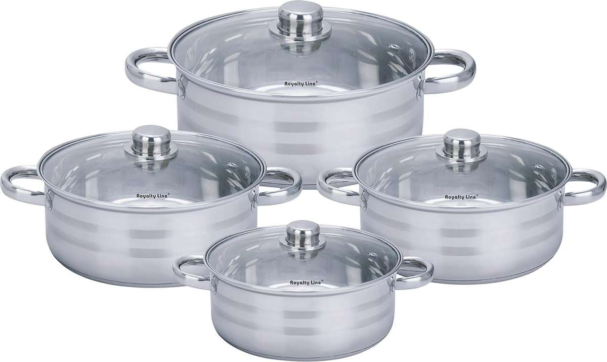 Royalty Line - 7 Pieces Stainless Steel Stock Pot Set with Glass Lids (READ THE DESCRIPTION)