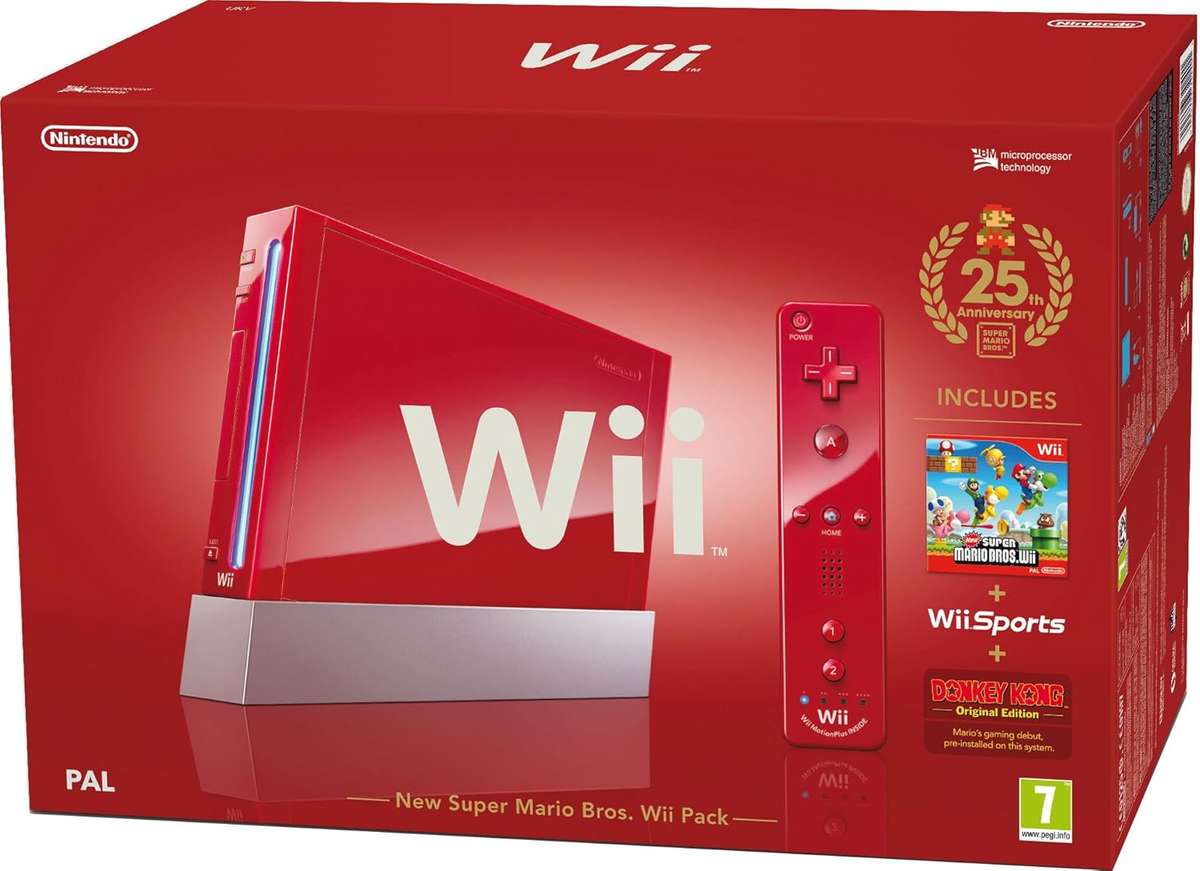 WII RED CONSOLE WITH WII REMOTE PLUS BUNDLE / BOXED / BID TO WIN