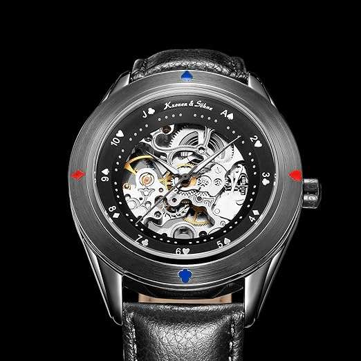 KRONEN & SOHNE Automatic Skeleton FULL BLACK EDITION Watch NEW w/ box, papers