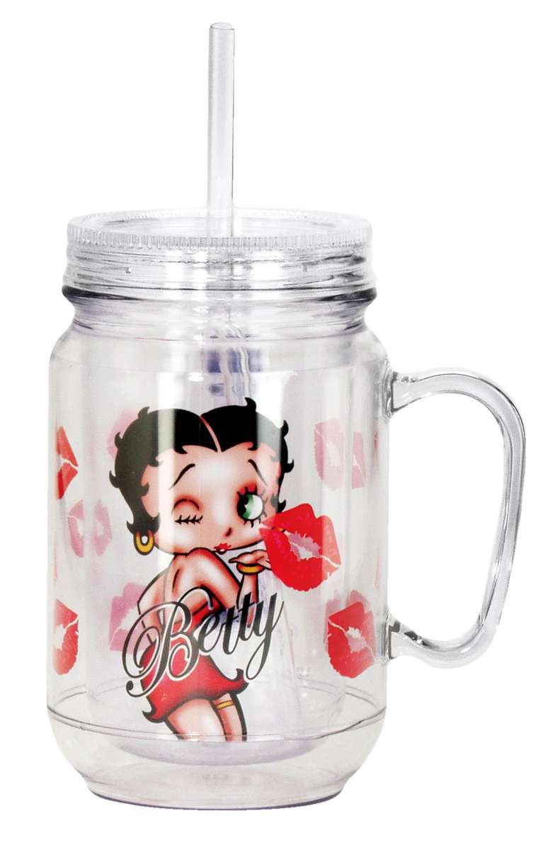 Betty Boop Kiss Mason Jar Red