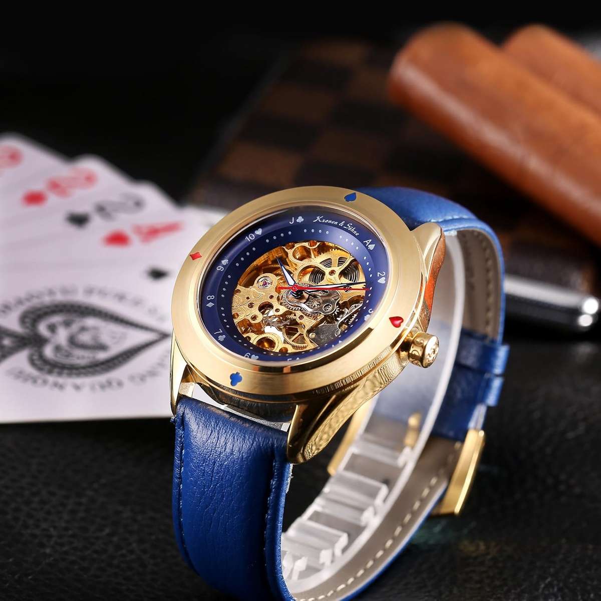KRONEN & SOHNE Automatic Casino Royale BLUE EDITION Watch NEW w/ box, papers