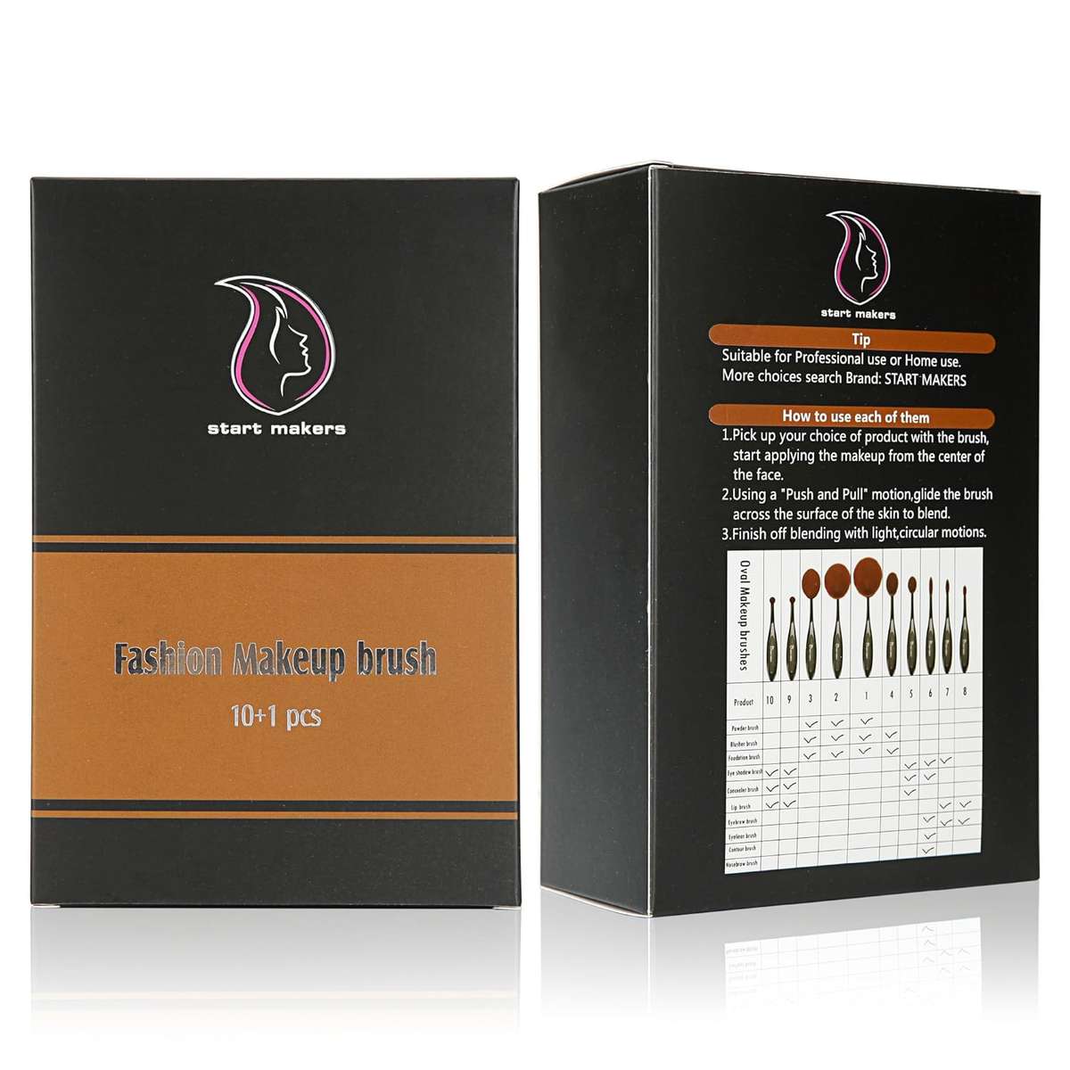 Make up Brushes , Start Makers Professional 10 Pieces Oval Makeup Brush Set