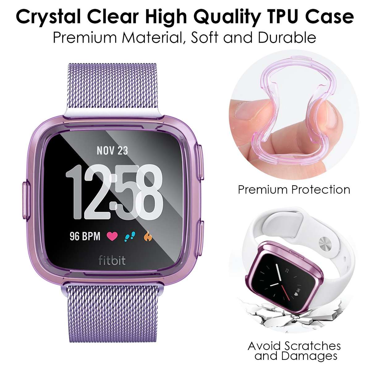 Fitbit Versa Case Plus Charger [3+1 Pack], Exclusive Charging Dock Stand Compatible Fitbit Versa Sma